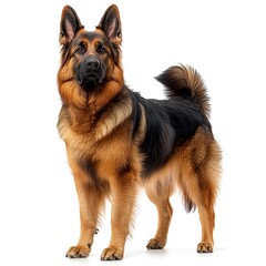  Majestic German Shepherd Dog Standing on White Background. Generative AI.