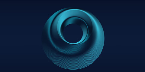 Round frame colorful blue green light isolated on dark background. Abstract circles lines pattern. Vector illustration concept for music, digital, modern science, Ai technology