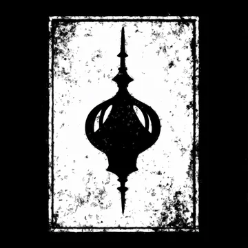 Abstract distressed ornate lantern symbol on a black and white background