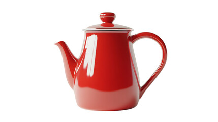 Fototapeta premium Classic Red Ceramic Teapot for Brewing Hot Beverages in the Kitchen or Dining Room
