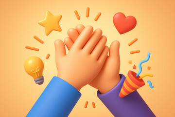 illustration of clapping hands celebration with fun elements for festive designs
