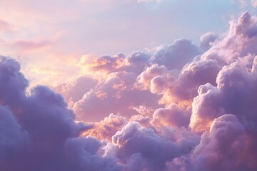 Majestic sunset clouds fill the sky with pastel colors over the horizon during twilight hours