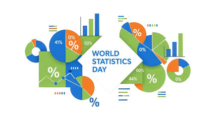 Colorful pie charts and bar graphs symbolizing World Statistics Day