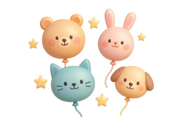 Obraz premium Dreamy balloon animals illustration for children's decor and party design