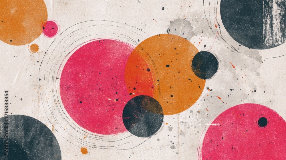 Poster abstract art with colorful circles and geometric shapes creating a modern design background for crea