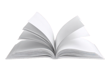 Open Book with Pages Curled Back on Transparent Background