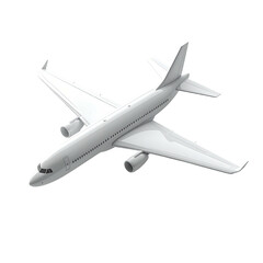 White airplane in flight, side view