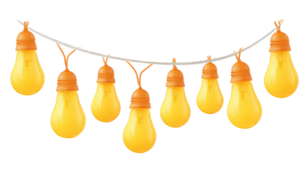String of Decorative Yellow Light Bulbs