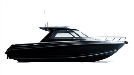Sleek Black Motorboat Side View with Stylish Design Ideal for Luxury Watercraft Photography and Maritime Enthusiasts
