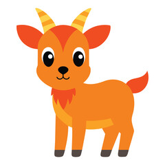 goat, cartoon, orange, cute, animal, mammal, farm, livestock, kid, horn, beard, tail, character,