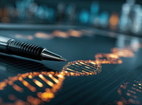 DNA research, scientific analysis, genetic study, modern technology, data visualization, scientific illustration. - Powered by Adobe