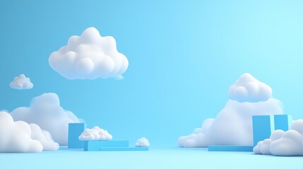 Sky-High Dreams: A serene, dreamy landscape featuring fluffy white clouds floating against a soft blue sky, evoking a sense of tranquility and imagination.