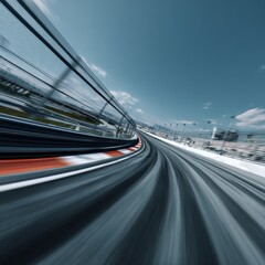 Obraz premium Dynamic Motion Blur of Race Track Curves on a Bright Day