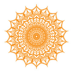 Orange mandala intricate floral design pattern