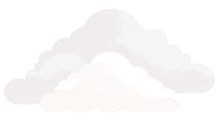 White Fluffy Clouds on Transparent Background