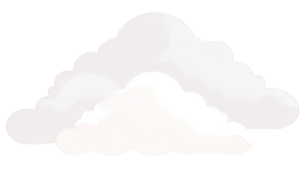 White Fluffy Clouds on Transparent Background