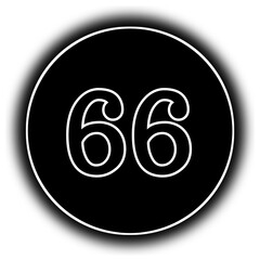 black and white round icon number 66