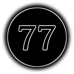 black and white round icon number 77