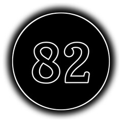 black and white round icon number 82
