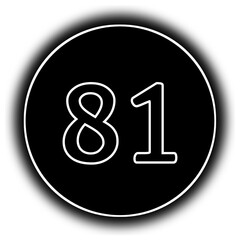 black and white round icon number 81