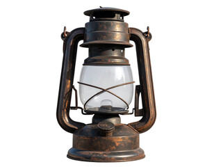 Hyper-realistic 8K PNG of a rustic vintage metal lantern with weathered patina and in 770983
