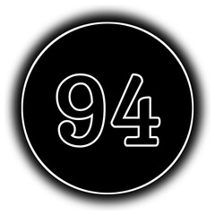 black and white round icon number 94