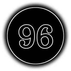 black and white round icon number 96