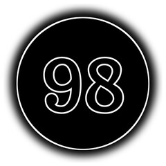 black and white round icon number 98