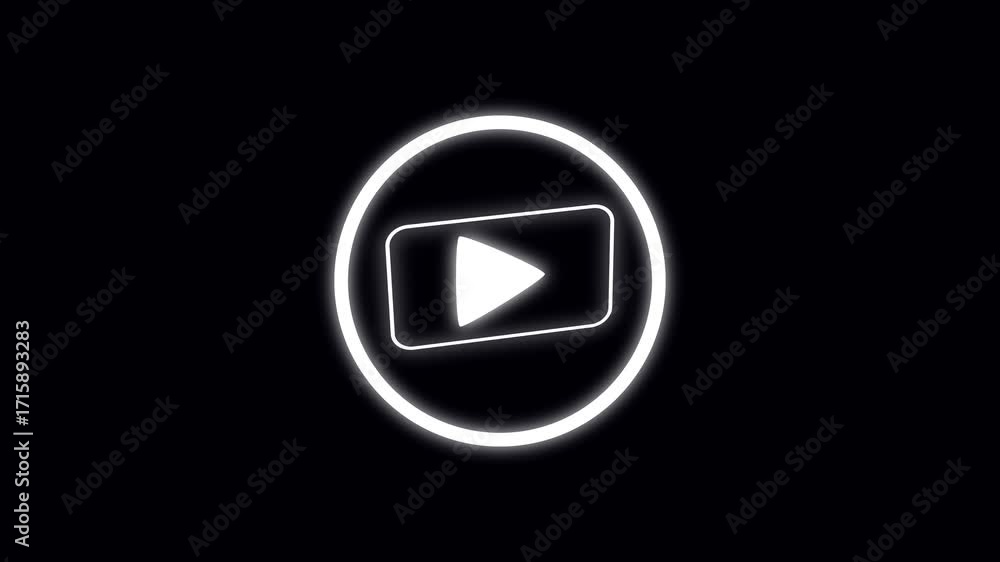 Aufkleber animated play button abstract icon. black screen digital interface motion graphics loop. play button