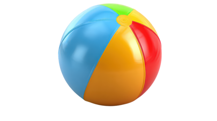 Colorful Inflatable Beach Ball on Transparent Background