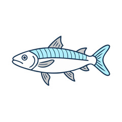 Cartoon barracuda swimming with a sleek body and pointed fins design