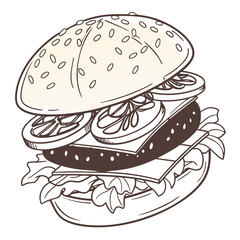 Gourmet Burger Vector Icon (SVG) with Transparent Background