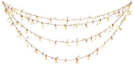 Three Layers Of Warm White String Lights On Black Background