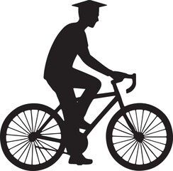 Fototapeta premium Graduate on Bicycle Silhouette A Symbol of Academic Journey and Personal Growth in Black and White