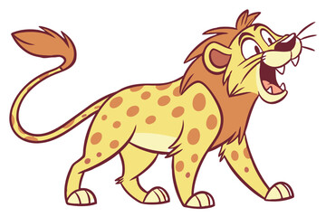 Roaring Cartoon Lion Isolated on White Background Animal Design