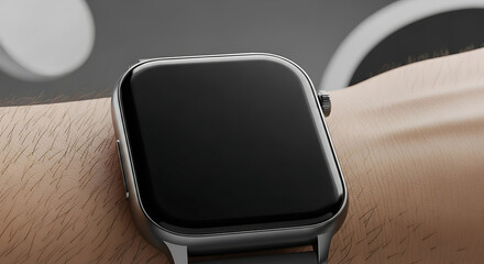 Smartwatch displays blank screen on wrist of person indoors, showcasing modern technology and sleek style for everyday use.