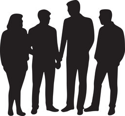Silhouette of a Group of People Standing Together Against a Transparent Background Vector