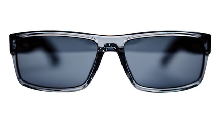 Grey Square Sunglasses with Black Frame on Transparent Background