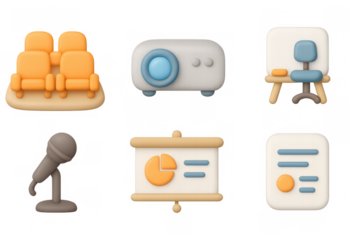 3d office and conference room elements with modern design