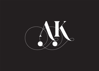 AK letter logo design on luxury background