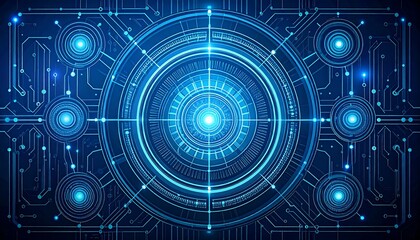 Circuitry, glowing, circular patterns