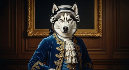 Dog in Formal Attire, Portrait Style.