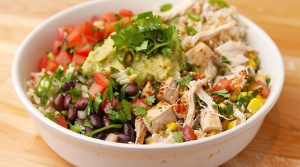 Easy Homemade Burrito Bowl Recipes: Layer with Seasoned Rice, Grilled Chicken, Guacamole, and Salsa, Ready in 30 Minutes for a Quick, Healthy Lunch or Dinner