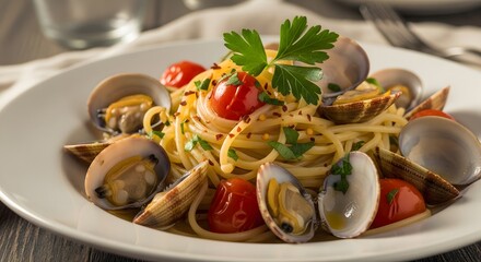 Delicious Spaghetti alle Vongole Recipe Fresh Clams Cherry Tomatoes Parsley