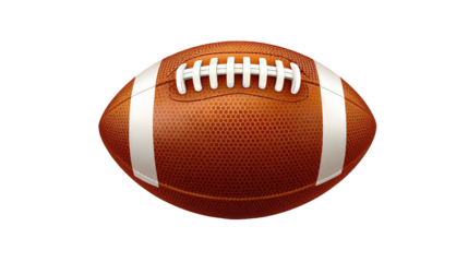 Brown Leather American Football with White Stripes on Transparent Background