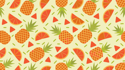 Tropical Fruit Pattern Vector – Seamless Background Illustration
