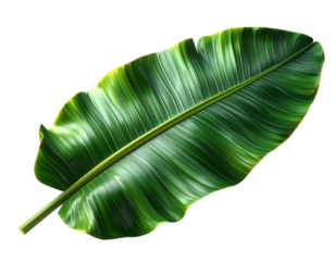 Curved Banana Leaf with Tropical Vibe Isolated on Transparent Background PNG