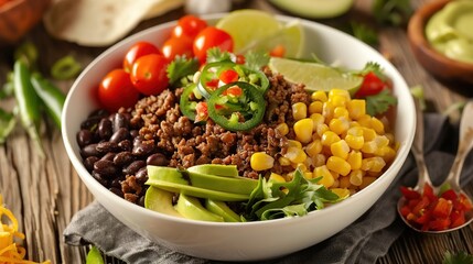 Easy Homemade Burrito Bowl Recipes: Layer with Seasoned Rice, Grilled Chicken, Guacamole, and Salsa, Ready in 30 Minutes for a Quick, Healthy Lunch or Dinner