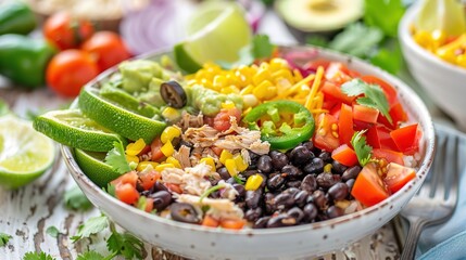 Easy Homemade Burrito Bowl Recipes: Layer with Seasoned Rice, Grilled Chicken, Guacamole, and Salsa, Ready in 30 Minutes for a Quick, Healthy Lunch or Dinner