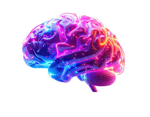 Colorful, glowing brain with vibrant energy